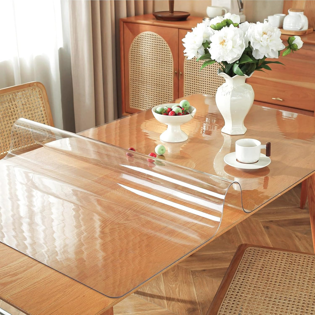 OstepDecor Clear Table Cover Protector 36 x 60 Inch, 1.5mm Thick Plastic Table Cover, Dining Table Protector Pad, Waterproof & Easy Cleaning PVC Desk Mat for Dresser, Coffee & Kitchen Wooden Tabletop