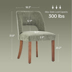 keoni Wooden Dining Chairs Set of 4, Mid Century Modern Upholstered Dining Room Chairs with Rubberwood Legs, Fabric Farmhouse Kitchen Chairs with Foot Pegs for Dining Room, Green