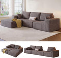 109" Modular Sectional Sofa with Ottoman - L Shaped Oversized Deep Seat Cloud Boneless Couch for Living Room, Corduroy Fabric, No Assembly Required (Brown, 1 Ottoman)