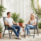 Outdoor Patio Chairs Set of 2, Gray Stackable Portable Deck Chairs for Garden, Camping and Travel, Space Saving Foldable Outdoor Dining Chairs, Weather Resistant Stackable Lawn Chairs