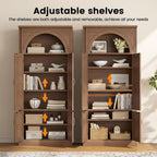 71'' Tall Kitchen Pantry Storage Cabinet, Food Pantry Wood Cabinet with Adjustable Shelves, Freestanding Versatile Kitchen Pantry Cupboard for Kitchen, Dining Room, Living Room, Brown