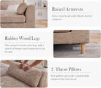 Aoiy & Wifon 83.1" W End of Bed Bench King Size, Oversized Window Bench Seat with Pillows & Rubberwood Legs for Bedroom/Living Room/Apartment, Polyester, Wheat