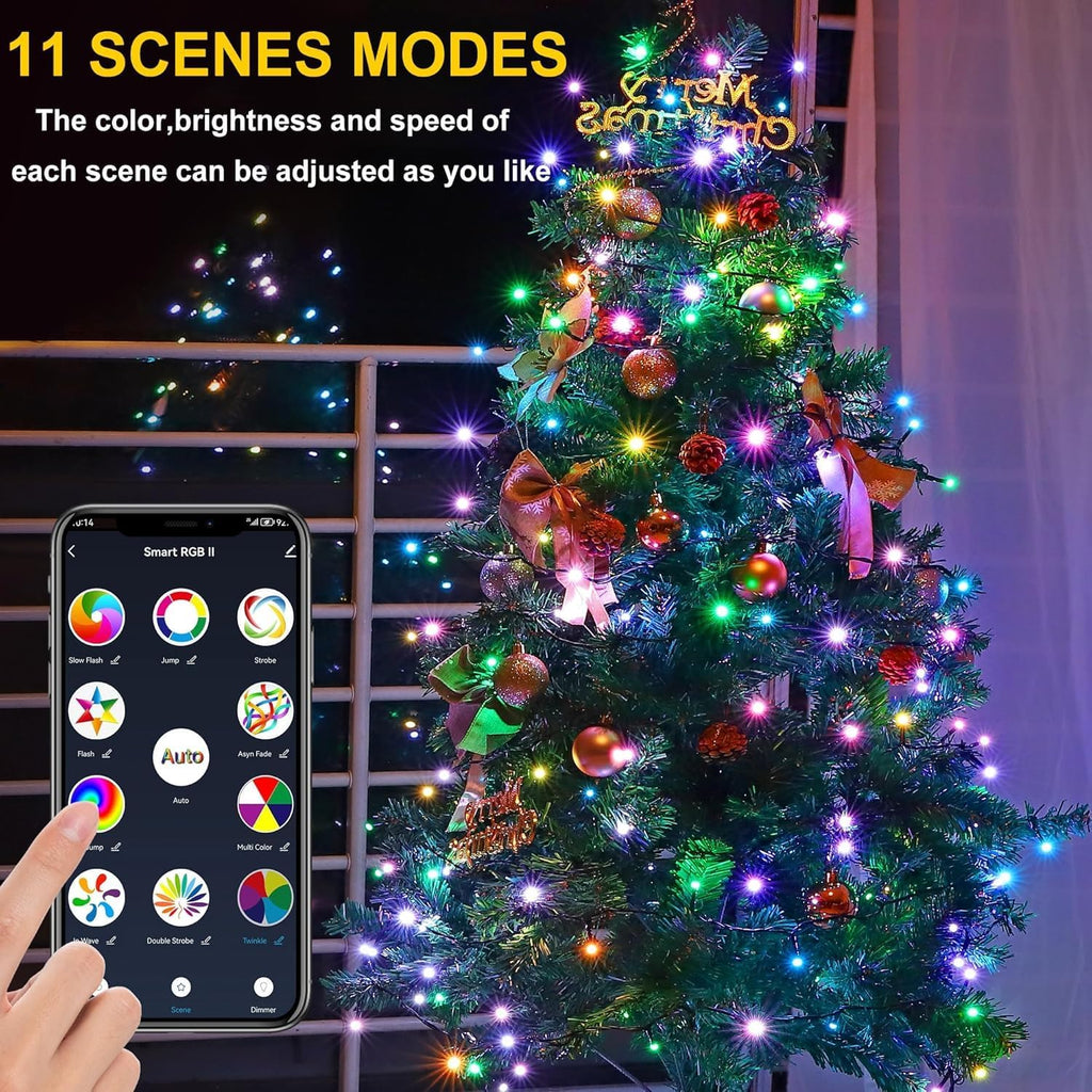 PMS Smart WiFi LED Christmas Lights, APP-Controlled RGB Fairy String Lights, Ideal for Xmas Tree, Garden, Home, Party, Halloween Festival Deco (99ft-300LED)