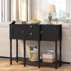 Black Entryway Table with Storge, Mid-Century Modern Console Table with 2 Drawers, Retro Narrow Long Behind Couch Sofa Table for Living Room, Foyer, Hallway