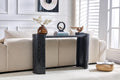 Black Curved Foyer Table Black Wood Grain Entrance Small Space Living Room Sofa Side Table