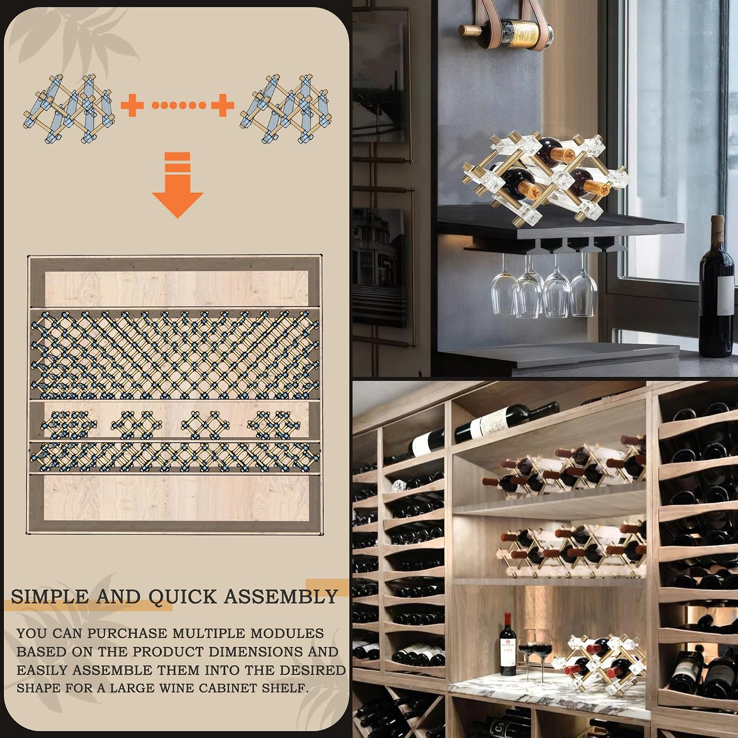 Countertop Bar Liquor Wine Bottle Holder Display Shelf, Wine Rack Organizer Storage Pantry Cabinet for Kitchen Decor