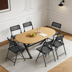 Black Folding Chairs 4-Pack, Breathable Plastic for Card Tables & Indoor Outdoor, Easy-Clean & Supports 400 Lbs