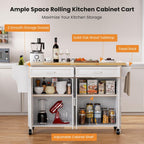 Kitchen Island with Storage 54" Large Rolling Kitchen Island Cart On Wheels 2 Cabinets 2 Drawers,Spice Towl Rack Mobile Kitchen Table White (No Drop Leaf)