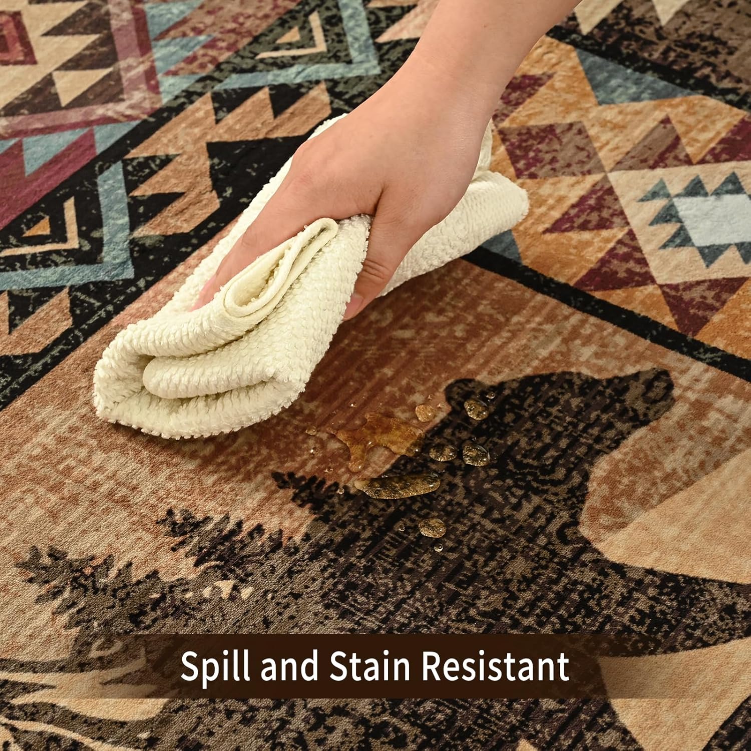 HOMORE Runner Rug 2x5 Washable Western Rugs for Hallway Entryway,Rustic Cabin Runner Rug Non Slip,Southwestern Lodge Rugs for Bedroom Kitchen Laundry,Brown