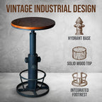 Topower Industrial Bar Table 38.58-48.43" Adjustable Pub Table Kitchen Dining Coffee Bistro Table Antique Blue