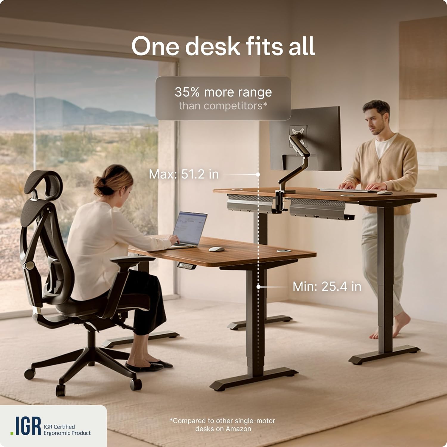 Desktronic HomePro Standing Desk 70x30 — Made in Europe, Ergonomic Sit Stand Home Office Desk, Electric Height Adjustable, Dual Motor, USB & USB-C Charging, Wobble-Free, Touchscreen, 3 Memory Presets