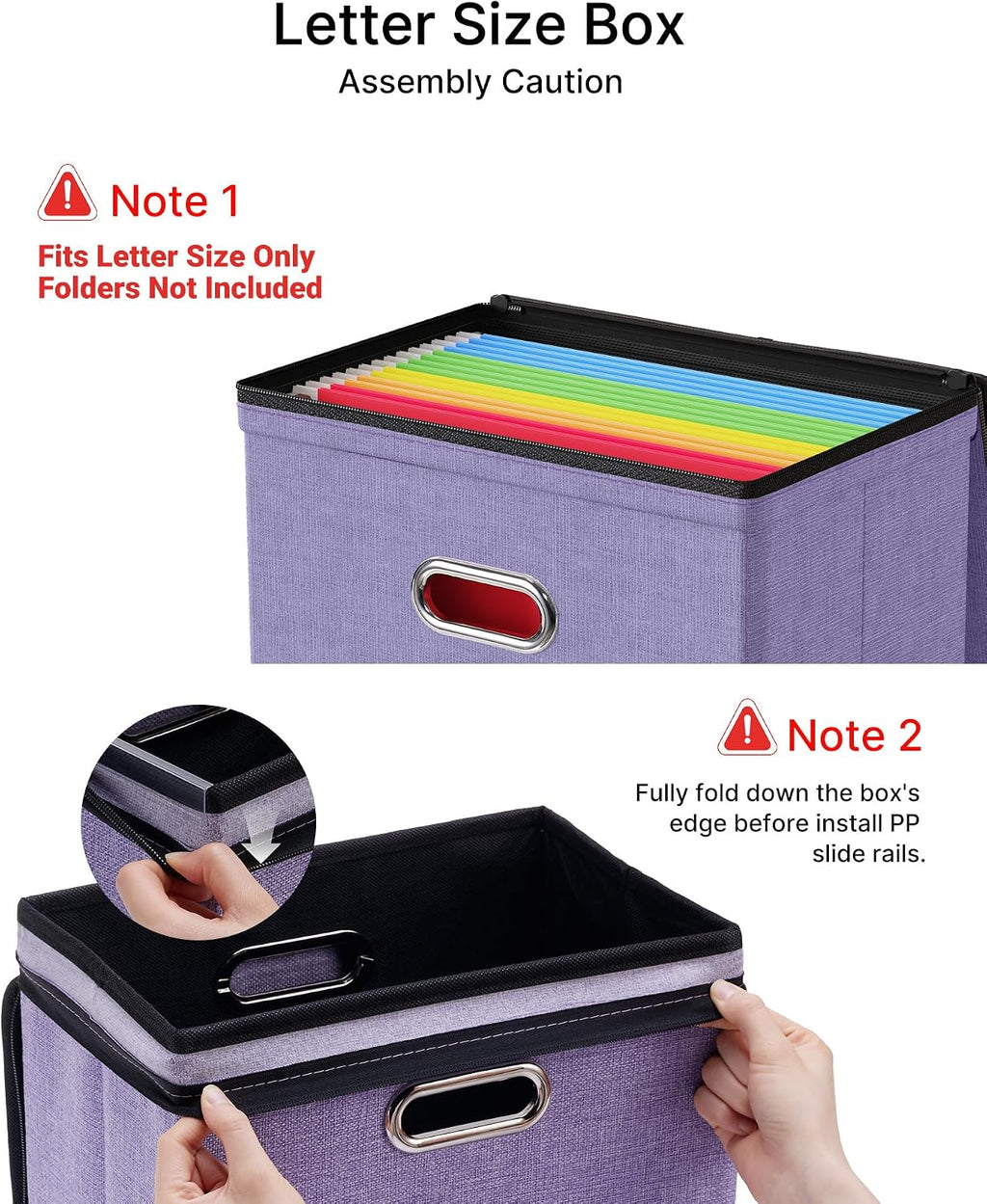 Oterri File Organizer Boxes with Lids, File Box with Mesh Pockets, Document Organizer Box for Letter Size Folders, Zippers Important Document Organizer (Light Purple, Small-2 Pack Without Folders)