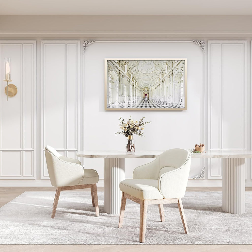 MALOL Dining Chairs Set of 2 with Lumbar Support,Fabric Upholstered Kitchen Chairs with Wooden Legs,Beige