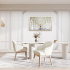MALOL Dining Chairs Set of 2 with Lumbar Support,Fabric Upholstered Kitchen Chairs with Wooden Legs,Beige