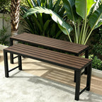 Walnut Outdoor Backless Bench for Garden, Set of 2, Outdoor Bench Weatherproof, Patio Benches for Outdoors, Benches Seat for Backyard, Porch, Plant Stand and Holder