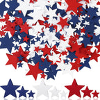 Bucherry 120 Pcs 4th of July Patriotic Wood Stars Red White Blue Crafts 250th Anniversary Independence Memorial Veterans Day DIY Craft Vase Bowl Filler Table Tiered Tray Decoration (0.4,0.8,1.2 Inch)