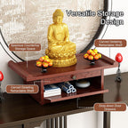 Altar Table Personal Meditation Shrine Buddhist Altar Table Retro Chinese Style Altar Shelf with Retractable Pull-Out Shelf and Drop-Down Door Storage Compartment 50cm/19.6in