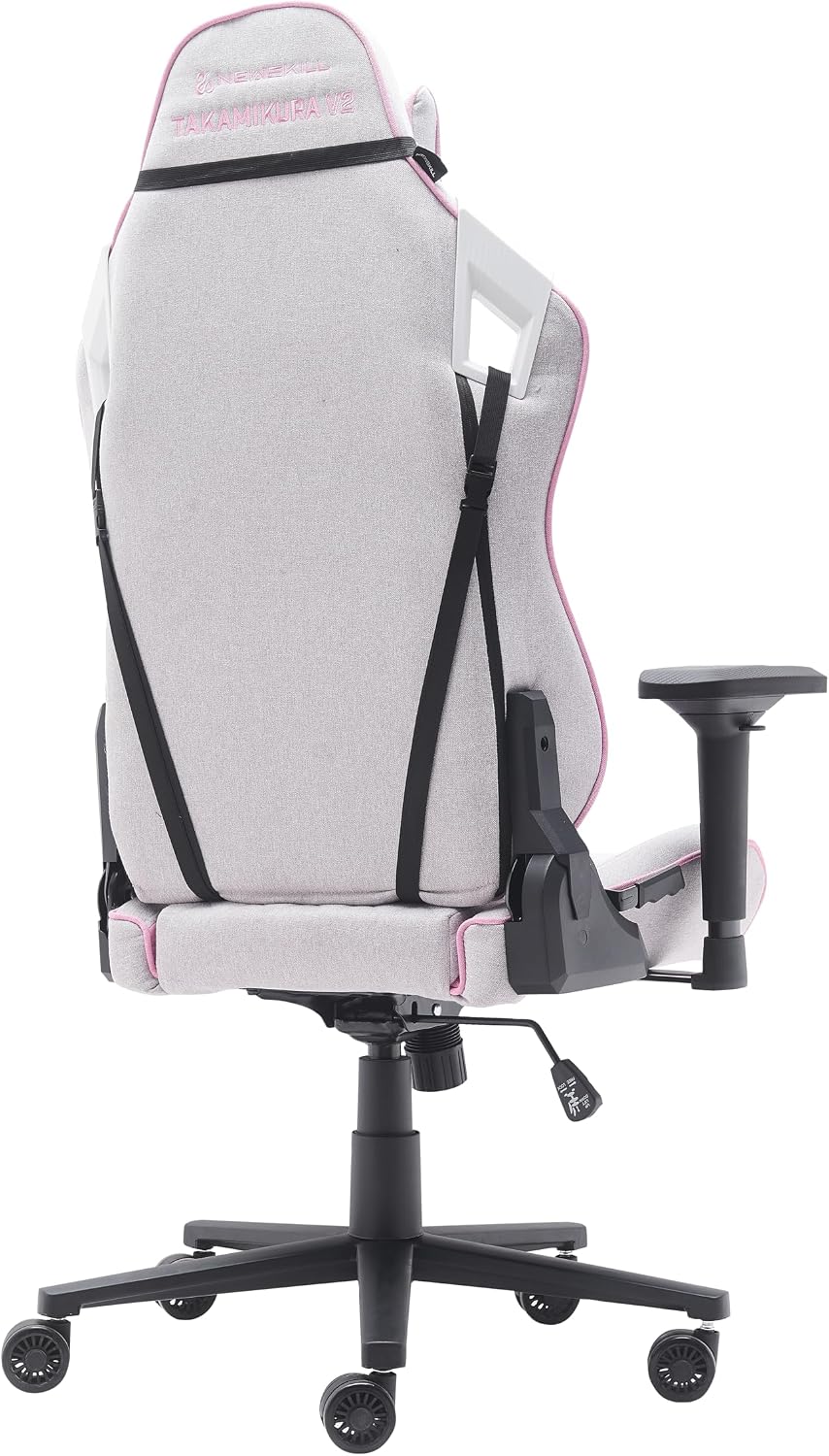 NEWSKILL Takamikura V2 Ergonomic Gaming Chair with 4D Armrests, 180° Backrest, Breathable Fabric and Steel Base, Pink