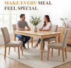 chairus 59" Solid Wood Dining Table for 4-6 People, Farmhouse Kitchen Table with Turned Legs, Sturdy Rectangular Wooden Dining Room Table for Kitchen, Dining Room & Family Gatherings, Natural Finish