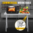 Garvee Folding Stainless Steel Table, 48x24 in, 400 LB Capacity, Heavy Duty Metal Foldable Prep/Work Table, No Assembly, Portable Workbench for Kitchen Laundry Restaurant Camping Garage