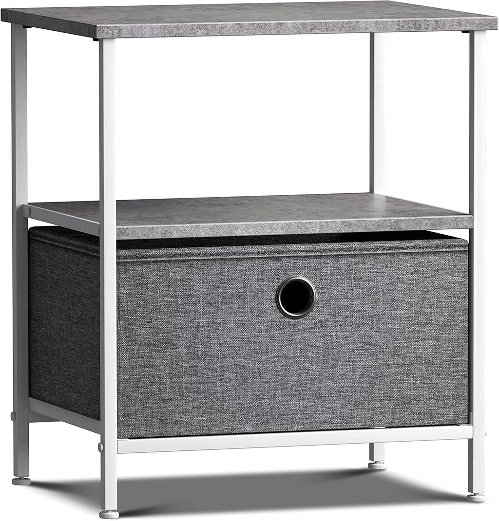 End Table Nightstand Side Table with Drawer and Shelf Rustic Grey Wood Top Small Bedside Table Storage Organizer for Bedroom Living Room