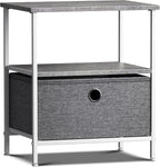 End Table Nightstand Side Table with Drawer and Shelf Rustic Grey Wood Top Small Bedside Table Storage Organizer for Bedroom Living Room