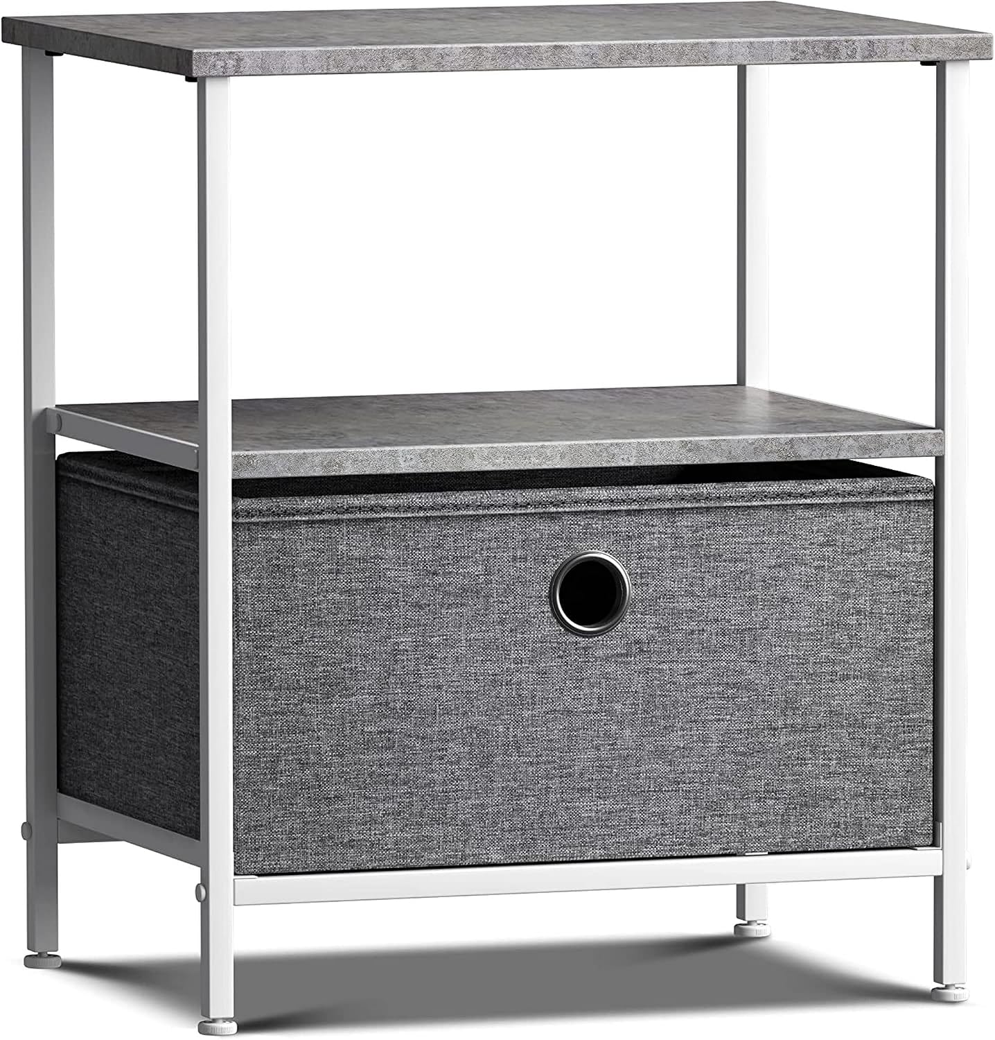 End Table Nightstand Side Table with Drawer and Shelf Rustic Grey Wood Top Small Bedside Table Storage Organizer for Bedroom Living Room