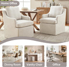 VKNOW Upholstered Dining Chairs Set of 2, Modern Kitchen Chairs Dinner Chairs with 4 Casters, Chenille Armchair for Bedroom Reading Room Living Room, Beige