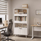 White File Storage Cabinet & 4-Tier Multifunctional Storage, 51.1”Tall Storage Cabinet, Narrow Storage Cabinet for Home Office, Bathroom, Kitchen, Pantry, Living Room, Bedroom