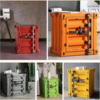 Industrial Metal Side Table, Industrial Bedside Table, Container Style Locker Wrought, Iron Shipping Container Cabinet for Bedroom, Living Room, Bar, Garage(White,2 Pack)