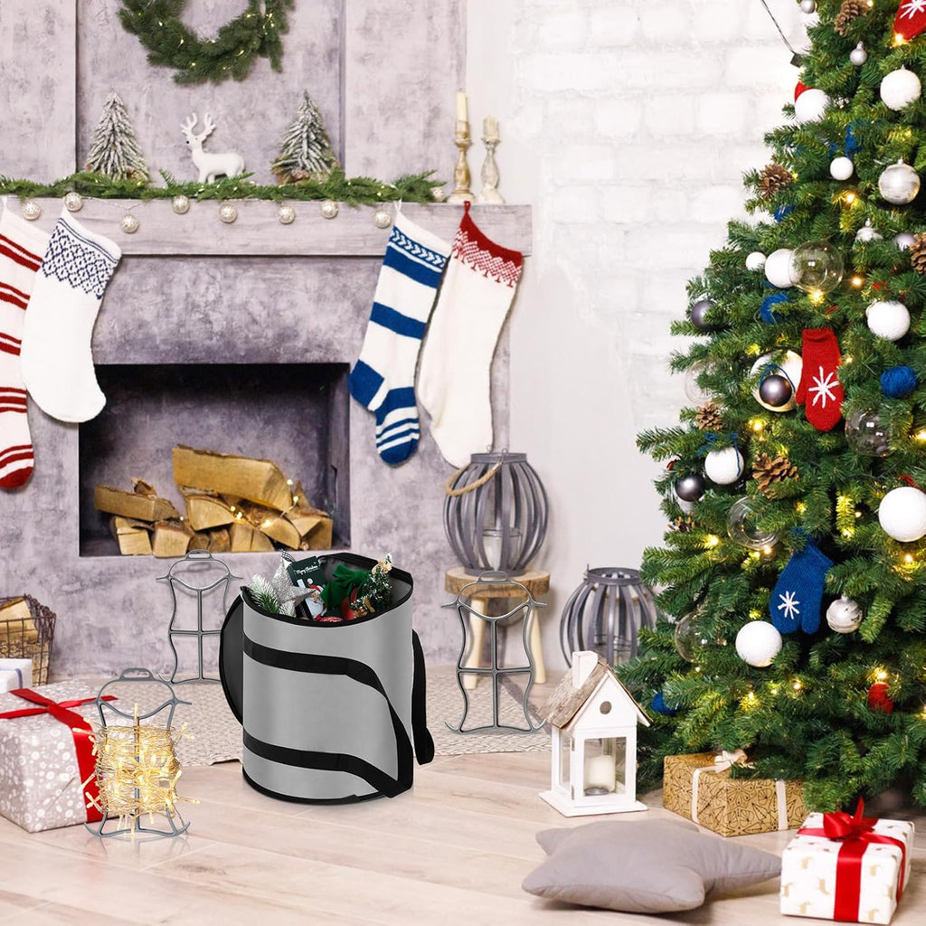 Shihanee 10 Pcs Christmas Holiday String Lights Storage Organizer and 1 Storage Bag Containers Light Cord Rope Reel Organizer Wraps(Gray)