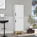 British Single Kitchen Pantry, Four Storage Shelves, Double Doors Cabinets