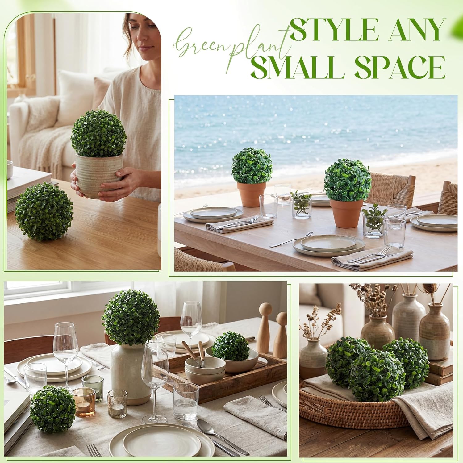 12 Pack Artificial Boxwood Topiary Balls Bulk for Indoor, 5 Inch Small Faux Topiary Plant Fake Hang Decorative Round Greenery Balls for Home Bookshelf Office Table Desk Weeding