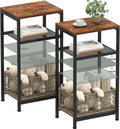 Heybly Small Side Table Set of 2, Tall End Table with Adjustable Shelf, Nightstand, Telephone Table, Accent Table Stand, Entryway Table, Bedroom,Living Room, Office,Kitchen, Rustic Brown HET003SR2