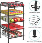 Water Bottle Organizer 5 Tier FreeStanding Water Bottle Storage Shelf Adjustable Water Bottle Holder Stand Metal Beverage Can Rack for Pantry Kitchen Party Black
