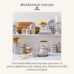 MACKENZIE-CHILDS Enamel Canister, Versatile Kitchen Storage Container for Flour and Sugar, Mini, 14-Ounce Capacity, Purple-and-White Violet Check