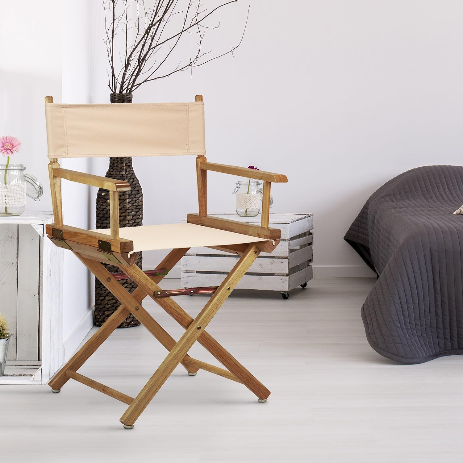 Casual Home 18" Director's Chair Natural Frame with Tan Canvas