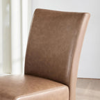 Watson & Whitely Upholstered Dining Chairs Set of 4, Faux Leather Armless Dining Room Chairs with Solid Wood Legs & Back Side Chair for Kitchen, Living Room, Restaurant, Saddle Brown