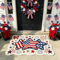 Patriotic Door Mat 4th of July Doormat Durable American Flag USA Front Door Mat Outdoor Non‑Slip Red White Blue Welcome Mat Plush Bathroom Rug Entryway Floor Mats Indoor Outdoor Decor 23.62x15.75in