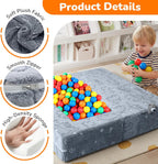 MeMoreCool Dinosaur Glow Foam Kids Play Couch Set, Gray Modular Sofa & Lounger – Glow-After-Light Dinosaur Pattern, Machine-Washable Cover