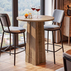 Tribesigns Round Bar Table, 31.5-Inch Counter Height Pub Table with Fluted Base, Brown Bistro Table for Kitchen, Dining Room, Small Spaces