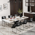Dining Chairs Set of 6, 18 Inch Kitchen Chairs with Back, Faux Leather Armless Dining Room Chairs with Metal Legs for Home, Bistro Coffee Shops (Black)