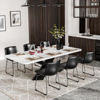 Dining Chairs Set of 6, 18 Inch Kitchen Chairs with Back, Faux Leather Armless Dining Room Chairs with Metal Legs for Home, Bistro Coffee Shops (Black)