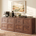 39" Sideboard Buffet Cabinet with 4 Drawers, Storage Credenza with Toe-Kick Design, Modular Cabinet System Expandable for Living Room, Entryway & Kitchen (1, Cracked Oak, 39 Inch)