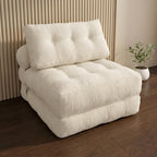· REDEARTH · Folding Sofa Bed, 3-in-1 Boneless Convertible Floor Futon with Chaise Lounge & Sleeper Function, Shredded Foam Lounge Chair in Chenille for Living, Bedroom, Kids Room & Apartment, Ivory