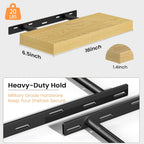 Fun Memories Floating Shelves for Wall 16 Inch, Set of 2 – Wall-Mounted Storage & Display Shelf with Invisible Bracket, Oak Floating Shelves for Living Room, Bedroom, Bathroom, Kitchen