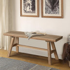Wnutrees 39" Farmhouse Wood Bench, Rustic Solid Wood Dining Room & Entryway Bench Seat for Indoors, Easy Assembly, Natural