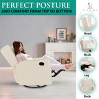 Naomi Home Swivel Rocker Recliner Chair for Adults and Elders, Comfortable Living Room Recliner with 360° Swivel, Manual Reclining with Adjustable Footrest, Ergonomic Back Support