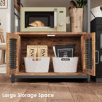 Garvee Microwave Stand with Fridge Stand, Industrial Kitchen Shelf with Power Outlet, Freestanding Kitchen Storage for Pantry Living Room, 47.2 x 19.7 x 68.1 Inches, Rustic Brown