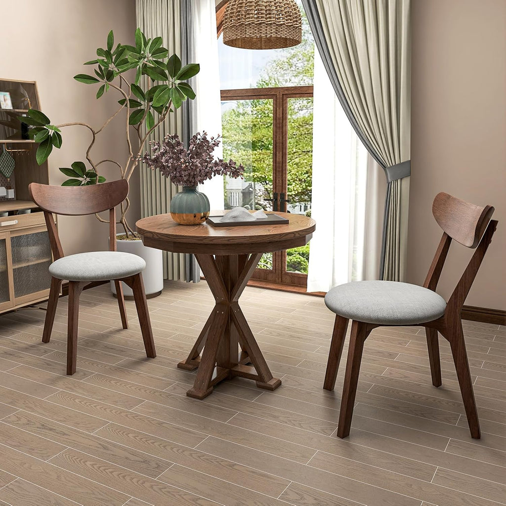 KOTEK Dining Chairs Set of 4, Mid Century Modern Kitchen Chairs with Rubber Wood Legs, Cushioned Seat, Curved Backrest, Wooden Side Chairs for Dining Room, Living Room